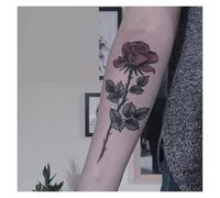 2pcs Rose Arm Red Temporary Tattoo Sticker For Men And Women, Waterproof And Long-lasting Stickers, Fake Tattoos