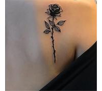 2pcs Rose Back Temporary Tattoo Stickers For Men And Women, Semi Permanent, Non Reflective, Waterproof, Lasting For 2 Weeks, Fake Tattoos