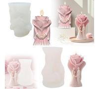 2Pcs Rose Candle Moulds, Embracing Couple Silicone Moulds, 3D Valentines Rose Candle Mould for DIY Wax Resin Soap Art Craft Gifts, Epoxy Resin Mould for Home Wedding Birthday Valentines Decor (A)