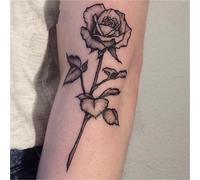2pcs Rose Dark Juice Temporary Tattoo Stickers For Men And Women, Semi Permanent, Non Reflective, Waterproof, Lasting For 2 Weeks, Fake Tattoos(1pcs)