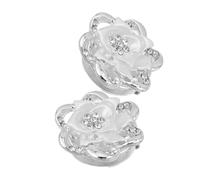 2pcs Rose Design Button Cover Cufflinks No Sew Alloy Rhinestone White | Portable, Easy Attachment, Versatile Application, for Shirt, Blouse Sleeves, Dress and Coat Accents