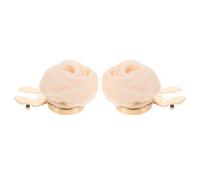 2pcs Rose Flower Button Covers Beige Cloth Metal Cufflinks