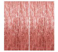 2pcs Rose Gold Glitter Tinsel Curtains, 1 * 2m Shimmer Party Foil Door Curtains Metallic Fringe Tassel Tinsel Backdrop for Girls Birthday Hen Wedding Party Décor