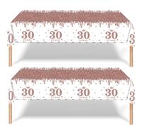2Pcs Rose Gold Happy 30th Birthday Party TableCloth,137*274cm Plastic Rosegold 30th Table Cloth for Her Girl Women Birthday Table Decorations Disposable Party Tablecovers for 30th Birthday Party