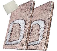 2Pcs Rose Gold Magic Reversible Sequin Notebook A5 - Flip to Silver, Hardcover Lined Journal for Girls - Sparkling Kids Diary for Writing, Drawing & Sketching - 21.5cm Interactive Secret Notebook Gift