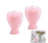 2PCS Rose Quartz Crystal Guardian Angel Symbolizes Love and Peace 1.5'' Healing Crystal Gemstone Pocket Angel for Meditation and Emotional Balance Figurine Gifts for Women, Ornaments, Room Decor
