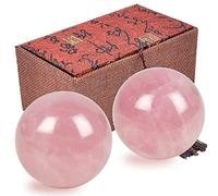 2Pcs Rose Quartz Massage Balls 1.57in w Gift Box Hand Rolling Balls Exercise Fitness Ball Muscle Stretch Handball Acupoint Massagers Health Care Tool