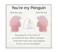 2Pcs Rose Quartz Penguin Crystals with 'You are My Penguin' Card,Cute Animal Ornaments & Worry Stones for Anxiety Relief,Unique Gifts for Women,Men,Girlfriend,Boyfriend,Wife,Husband
