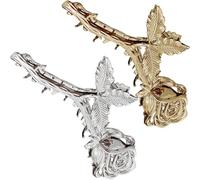 2pcs Rose Shape Alloy Hair Clips for Women, Silver | Fashionable Elegant Pair, Practical Accessory for Christmas and Makeup Use, Not Easy to Fade