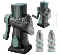 2Pcs Rotary Cheese Grater, Food Chopper with 3 Blades for Slicing,Coarse Grating & Fine Shredding,3-in-1 Vegetable Cheese Shredder Slicer Grater for Cheese Potato Zucchini Nuts Chocolate