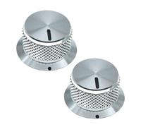 2Pcs Rotary Potentiometer Knob, Knurled Volume Tuning Audio Knob, Aluminum Rotary Electronic Control Knobs for Volume Control, Silver