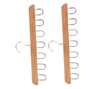 2pcs Rotating Belt Hanger with 14 Hooks Wooden Closet Rack