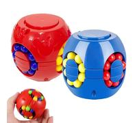 2PCS Rotating Magic Cube with Balls - Fidget Puzzle Toy, Magic Bean Puzzle Cube Spinner Fidget Toy, 3D Ball Anti Stress Ball Educational Sensory Toys for Boy Girl Kid Adult Child