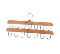 2pcs Rotating Wooden Belt Rack Hanger with 14 Hooks