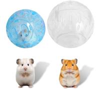 2Pcs Rotundity Hamster Balls, Breathable and Sturdy Dwarf Hamster Exercise Balls Running Wheel Gerbil Toys, Small Animals, Portable Small Pet Supplies (White & Blue),2 Sizes 5.7 & 4.7in.