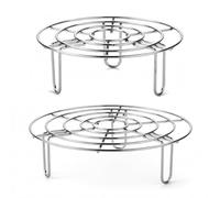 2PCS Round Cooling Racks Stainless Steel Steamer Rack Roasting Rack Cooking Grid Grill Rack Steaming Baking Rack Fits Air Fryer Stockpot Pressure Cooker Round Cake Pan Oven(7.7",6.1")