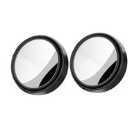 2Pcs Round Frame Convex Blind Spot Mirror Safety Driving Wide-angle 360 Degree Adjustable Clear Rearview Replacement Glass Mirrors(Black set)