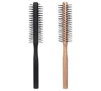 2pcs Round Hair Brush Wooden Styling Comb for Curly Hair Compact Design for Volume Bounce Bristles for Blow Drying
