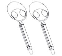 2pcs Round Handle Ring Mixer Dough Mixer Stainless Steel Mixer Fast Egg Beater Large Double Hole Quick Mixer Baking Tools