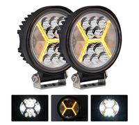 2PCS Round LED Pods Driving Lights Bar with Amber DRL Light - 117W 12000LM Flood Spot Combo Beam Working Light Pod Off Road for Trucks,SUV,Hunters,Jeep,Boat etc.