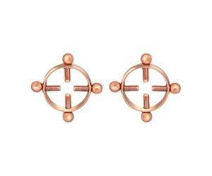 2Pcs Round Non-Piercing Nipple Rings Stainless Steel Fake Nipple Rings Shield Barbell Ring Nipple Jewelry Summer Beach Body Jewelry for Women (Rose Gold)