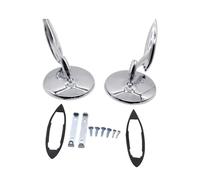 2PCS Round Outside Rearview Mirrors Ribbed Base Fit For Chevy Chevelle Impala Nova 1963-1965 Door Wing Mirror Cover