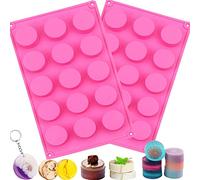 2pcs Round Silicone Molds 15 Cavity Cylinder Silicone Soap Mold for Handmade Soap, Lotion Bars, Bath Bombs, Shower Steamer ,Shower Tablets,Beeswax,Candles