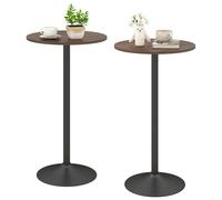 2PCS Round Top Pub and Bar Table Standing Bistro Table COSTWAY Brown One Size