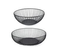 2PCS Round Wire Fruit Basket, Iron Art Bowl with Hollow Design, Basket Metal Wire for Fruits, Modern Wires Large Round Baskets for Fruits Vegetable Snack, Farmhouse Decor
