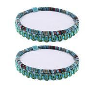 2Pcs Round Wooden Fabric Beading Board Tray Beading Mat Beads Organizer Tools for Jewelry Making Art DIY Crafts Supplies - 4.1inch Dia