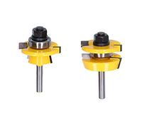 2Pcs Router Bit Set, 1/4in Shank Flush Trim Drilling Cutting Tool Kit, Tungsten Carbide Blade with High Speed Steel Body for Woodworking, CNC and Hand Held Routers, Includes 2 Stor