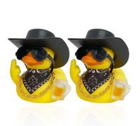 2pcs Rubber Duck Car Ornaments, Novelty Rubber Ducks Cool Rubber Ducky with Sunglasses, Necklace,Beer Mugs, Cowboy Hat Funny Western Cowboy Ducks Car Dashboard Decoration Accessory for Friends Family