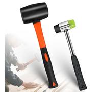2Pcs Rubber Mallet Hammer Set, Heavy Duty Mallet 16oz Rubber Hammer, 40mm Double-Faced Soft Mallet Hand Tool for Flooring, Bricklaying, Woodworking, Slabs, Tiling