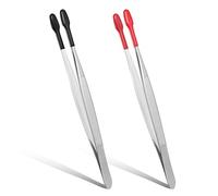 2Pcs Rubber Tipped Tweezers Forceps Silicone Soft Tweezers Rubber Steel Forceps PVC Coated Soft Jewelry Coin Stamp Tongs Non Marring Flat Tip Lab Industrial Hobby Craft Tools