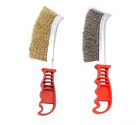 2pcs Rust Removal Wire Brush Set with Plastic Handles for Car Grill, Paint Removal, Welding Slag Cleaning, Copper Plated Stainless Steel Wire Brushes (2 types )