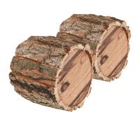 2pcs Rustic Wood Bark Flower Bucket Planter Set for Decorative Plants | Natural Log Design, Fine Grain Texture, 2 Wooden Stump Pots, Wedding Table Decor and Balcony Use