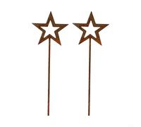 2PCS Rusty Iron Star Decor for Outdoor Garden For Plugin Use in Flower Pots Courtyard Balcony Decoration with Natural Oxidized Look (stars)