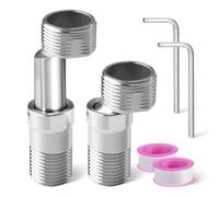 2PCS S-Shower Tap Adapter Tap Adaptor Faucet Adapter Tap to Shower Adapter 360° Adjustable Stainless Steel with 2 Allen Keys and 2 Raw Material Tape for Kitchens and Bathrooms for Wall Fittings