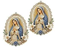2Pcs Sacred Heart of Jesus Brooch, Catholic Lapel Pin | Sacred Heart and Virgin Mary Lapel Pin, Inspirational Gift for Women Men, For Home Altar Church Baptism Religious