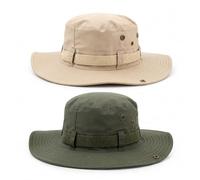 2PCS Safari Hat, Sun Hats for Men, Bush Hat for Outdoor Adventures, Travel and Garden Work, Men's Sun Hat in Military Green and Khaki
