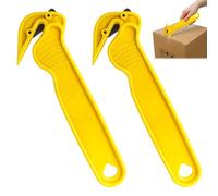2PCS Safety Knife, Box Cutter Safety Knife, Box Opener, Yellow Hook Knives, Cardboard Cutter, Utility Knives Blades for Cardboard, Warehouse, Packaging (Set of 2)