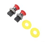 2Pcs Safety Stop Push Button Switch with Self-Locking Metal Mushroom Head | Metal Mushroom Head, 2NC Contacts, 22mm Mounting, Compact 39x29x73mm, For Industrial Control Panels