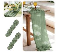 2PCS Sage Green Table Runner, 90×300cm Sage Green Cheesecloth Table Runners, Rustic Gauze Fabric Table Runners, Rustic Gauze Fabric Tablecloth for Holiday Party