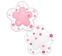 2Pcs Sakura Coasters - Soft Heat Resistant Non-Slip PVC Coffee Mats, Cherry Blossom Flower-Shaped Cup Pads for Dining Table Home Office Use, Cute Insulated Placemat Decor - 11.5cm Diam White & Pink