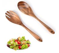 2PCS Salad Spoon and Fork Set, Salad Wood Serving for Mixing Fruit Pasta Dish, Cutlery Wooden Servers for Large Salad Bowl