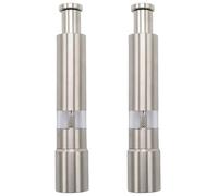 2Pcs Salt and Pepper Grinder Set, Push-Type Stainless Steel Pepper Grinder Manual, Removable & Visible & Easy to Clean Salt Mill for Home, Dinning Room, for Home Use