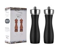 2pcs Salt and Pepper Mill Set Salt& Pepper Grinders Stainless Grinders with Wooden Shakers Adjustable Refillable Manual Spice Mill Set Kitchen Pepper Mill Salt Mill 2 x 8 inch