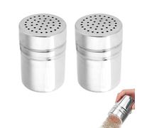 2Pcs Salt Pepper Shakers, Stainless Steel Spice Shaker Dispenser Condiment Jar Spice Shaker Large Holes Kitchen Shakers Sugar Shaker(M)