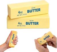 2pcs Salted Butter Squishy, Stress Relief Sensory Fidget Tool, Office Desk Anxiety Management Aid, Butter Stick Squishies for Focus and Relaxation