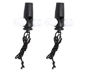 2Pcs Samba Whistle ABS Whistle with Nylon Rope Latin Percussion Instruments Tone Musical Black White